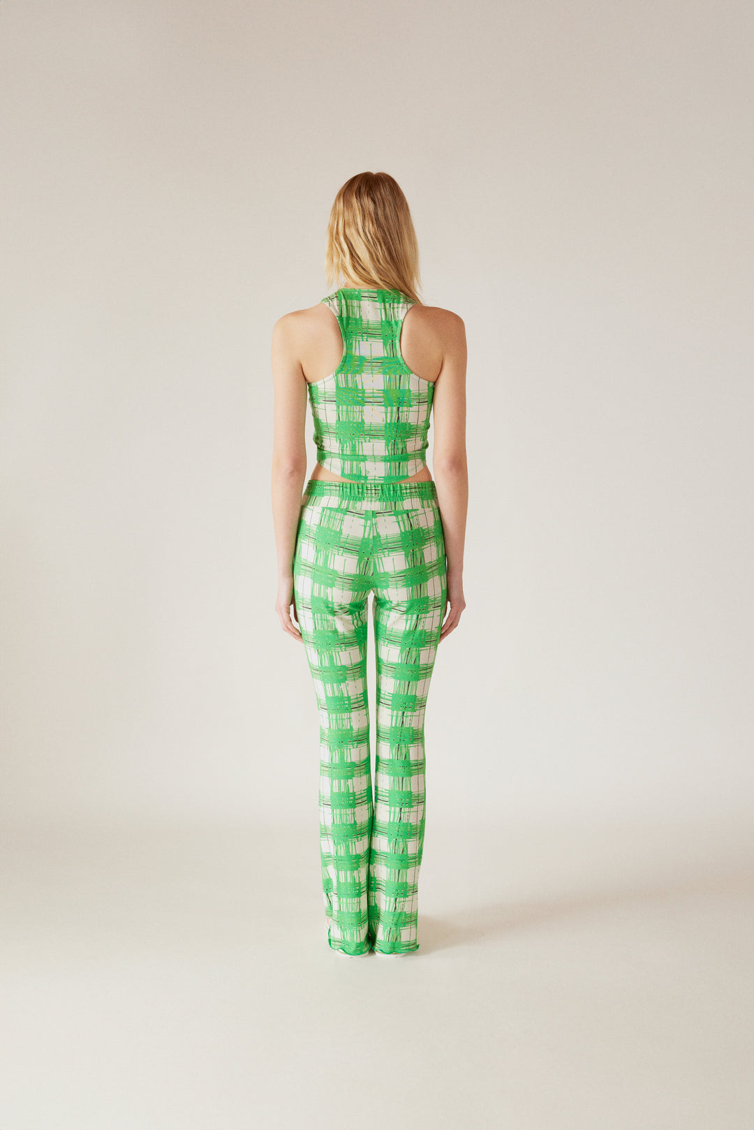 Soho - Örme Kloş Pantolon Madras Baskı
