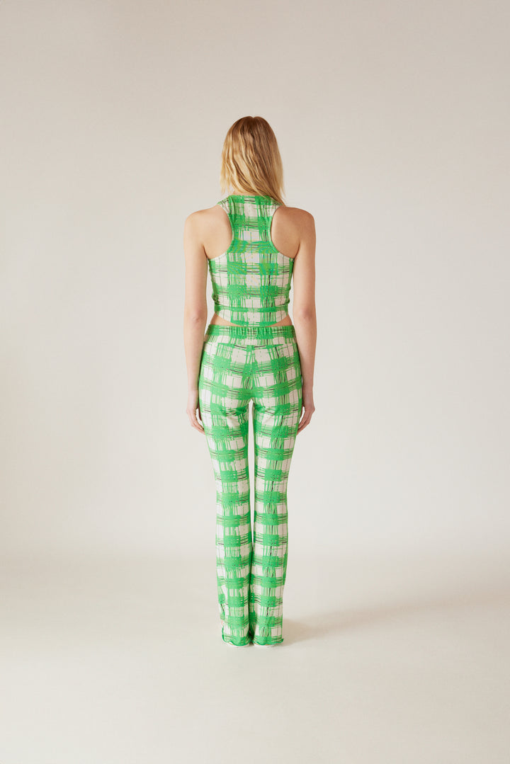 Soho - Örme Kloş Pantolon Madras Baskı