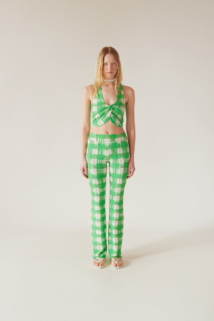 SOHO - Kolsuz Kıvrımlı V Yaka Crop Top