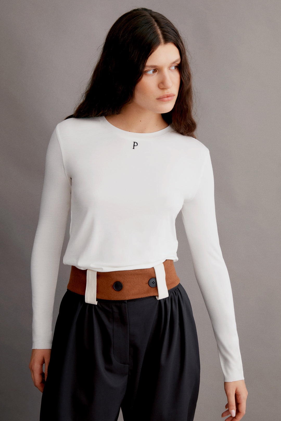 Marcie - White Long Sleeve T-Shirt With Logo Print