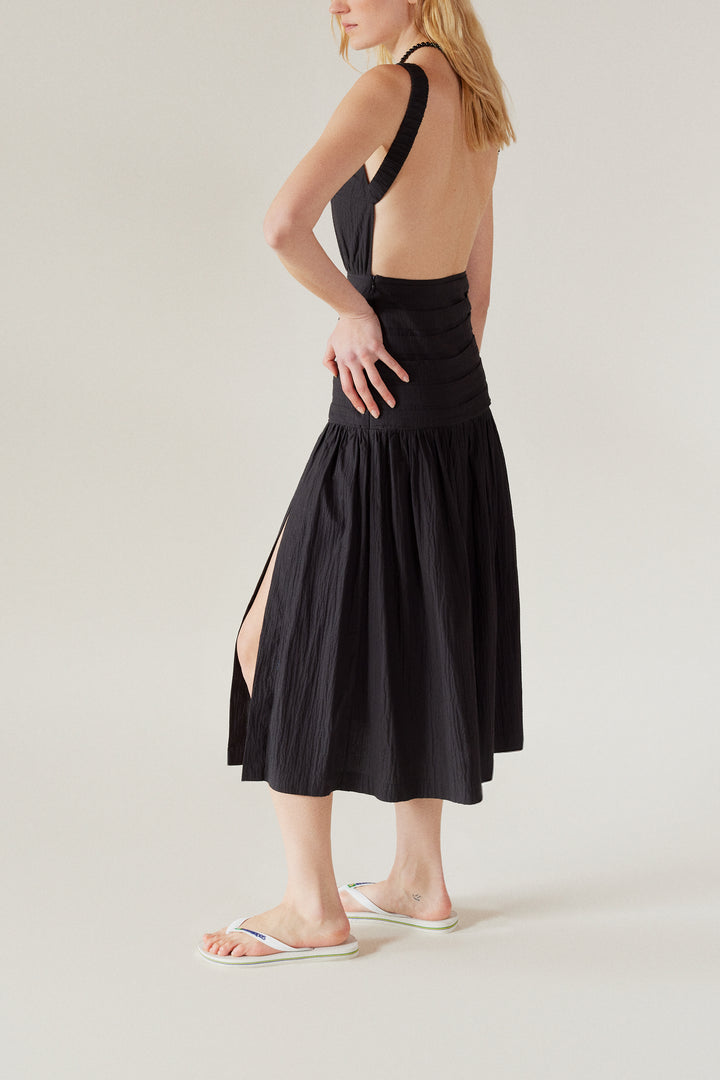 BRUNA - Open Back Midi Dress - Black