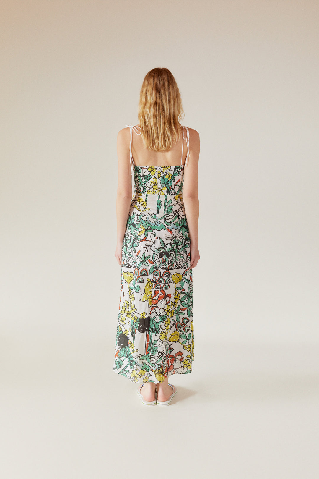 LEYA - Bustier Maxi Dress Tropic Printed - GREEN FLOWER