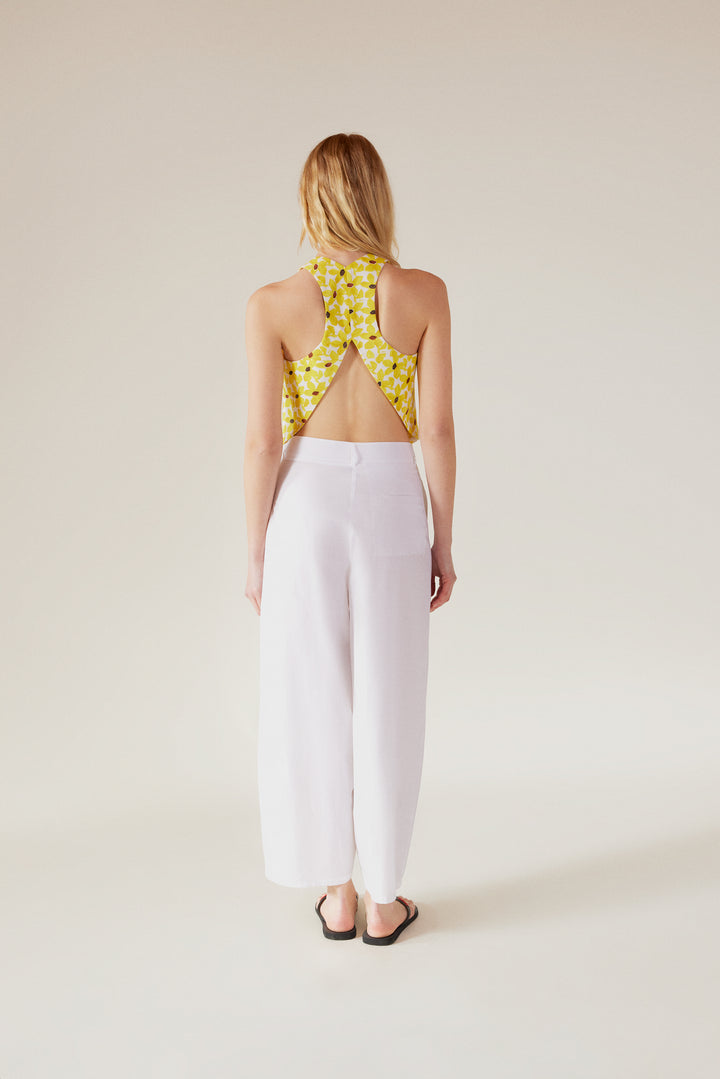 MAYA - Daisy Printed Open-Back Waistcoat - YELLOW DAISY PRINTED