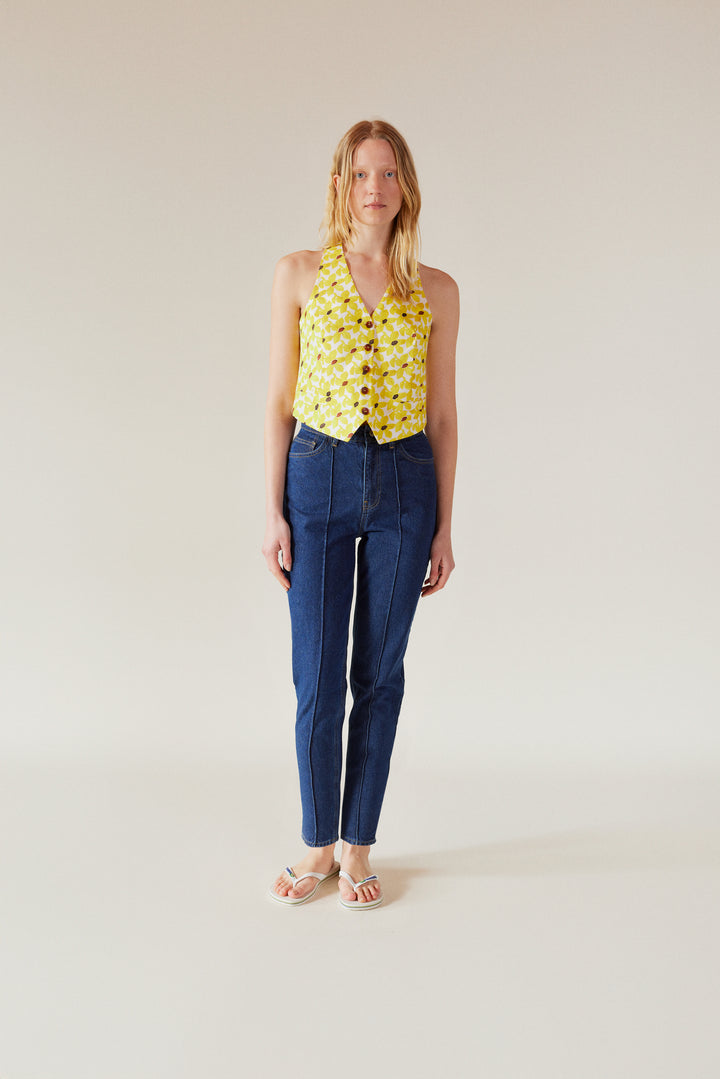 BELLE - High-Rise Cropped Jean - NAVY