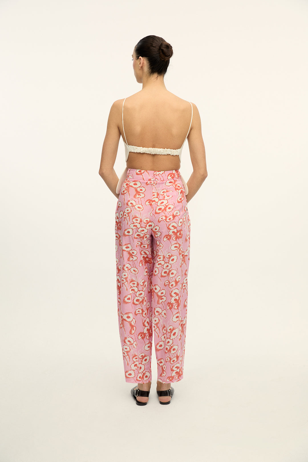 ELIO - PINK FLOWER PATTERNED LOOSE FIT PANTS - PINK