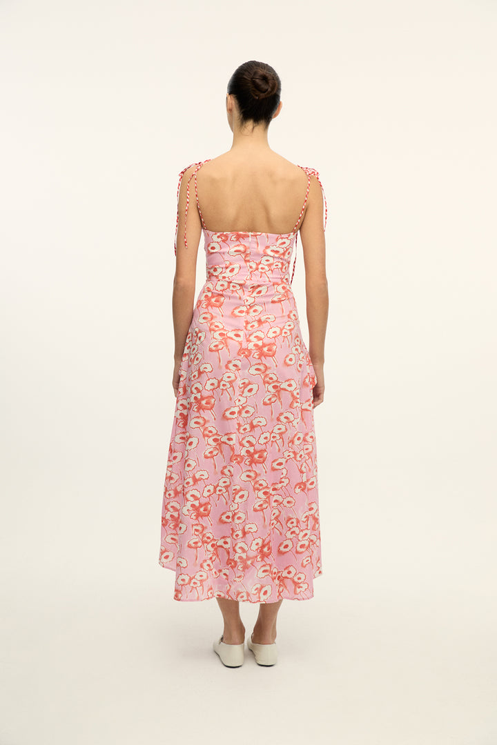 LEYA - DECONSTRUCTIVE CUT FRONT TIED LONG DRESS - PINK FLORAL