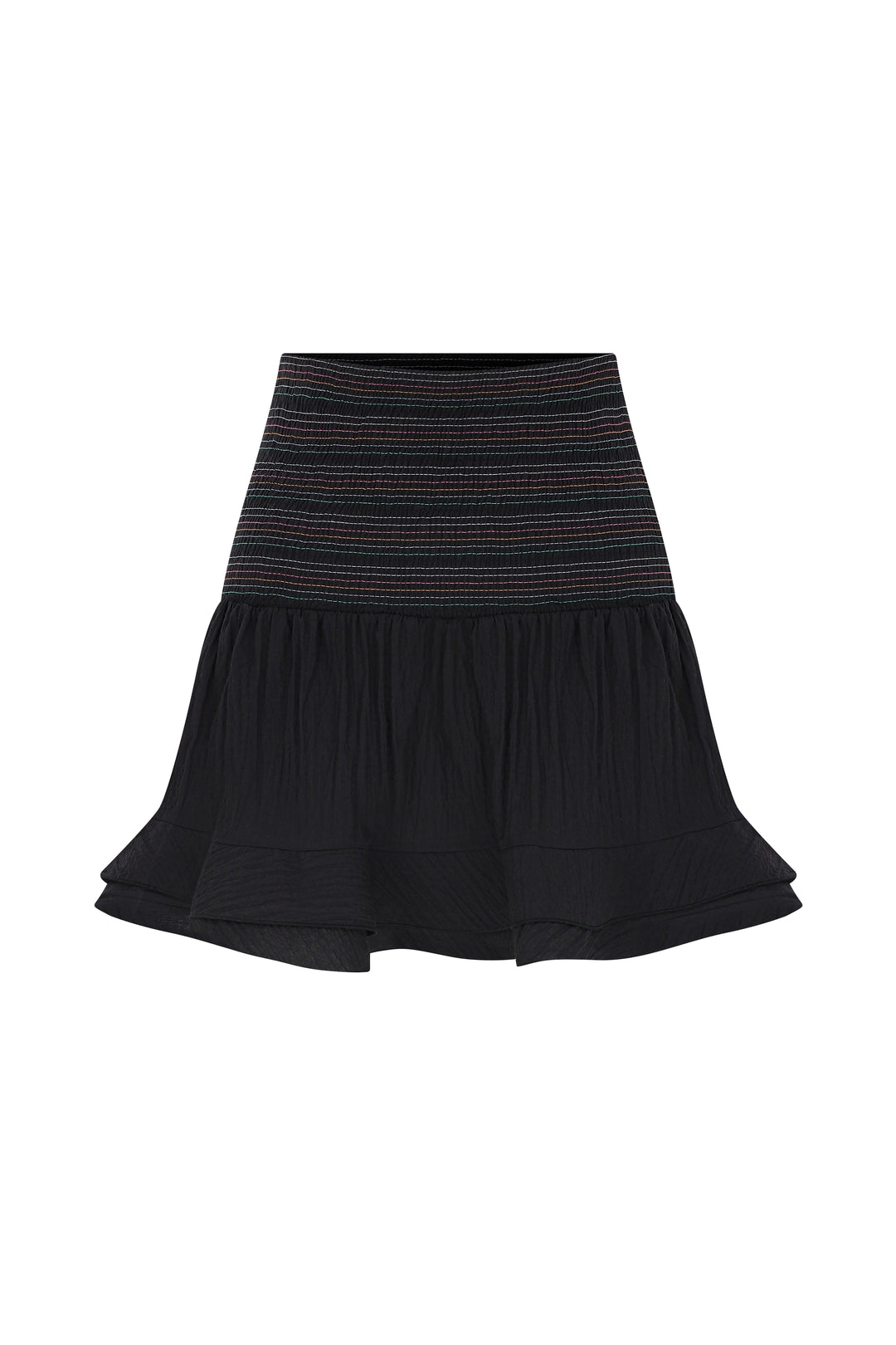 Kai - 'Lampshade' Elasticated Black Mini Skirt