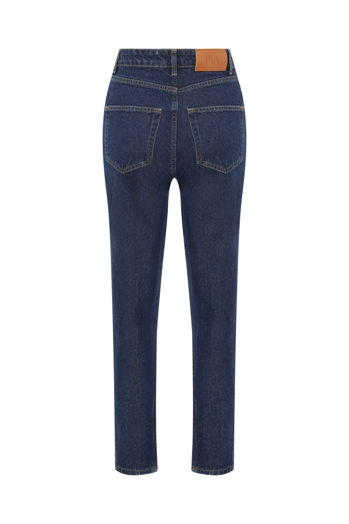 BELLE - High-Rise Cropped Jean - NAVY