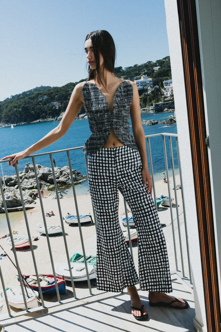 IAN - SİYAH KARELİ BİLEK BOY PANTOLON