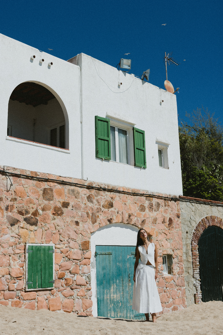 LACY SICILY - A KESİM PİLELİ KIRIK BEYAZ MİDİ ETEK 