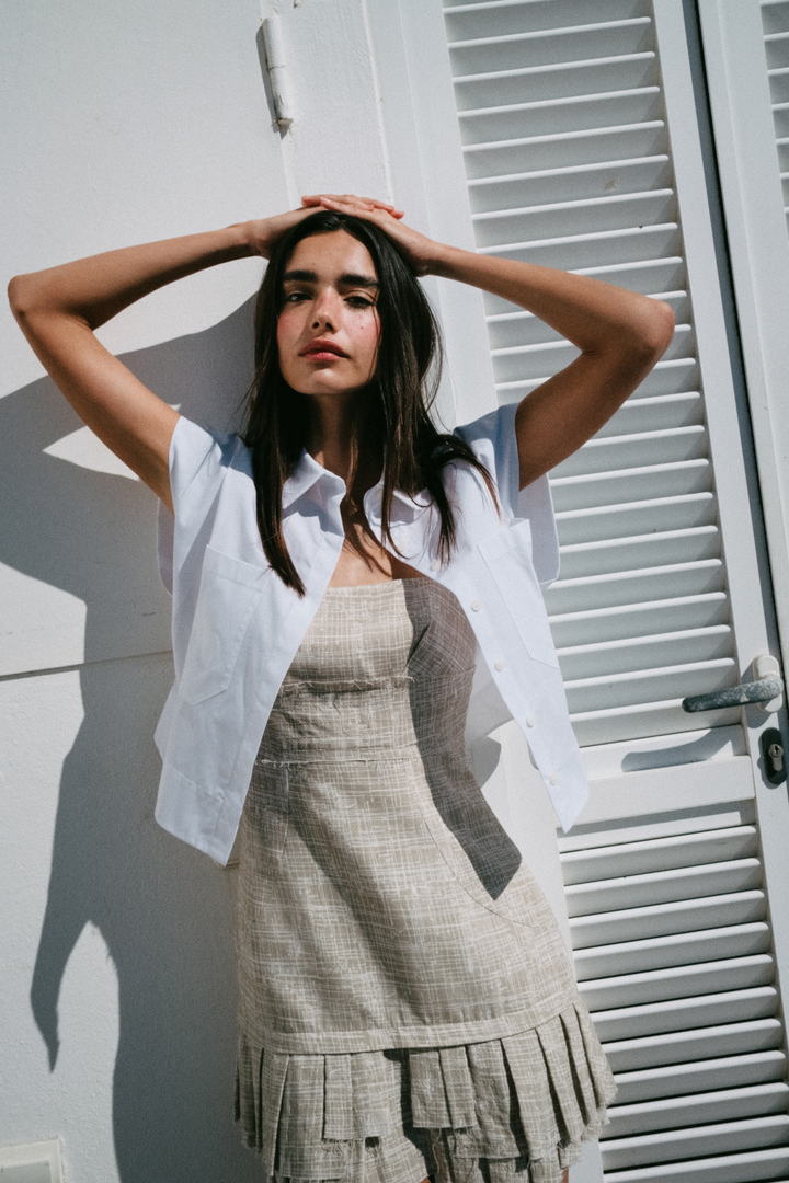 ENNA - CEPLİ KISA BEYAZ GÖMLEK