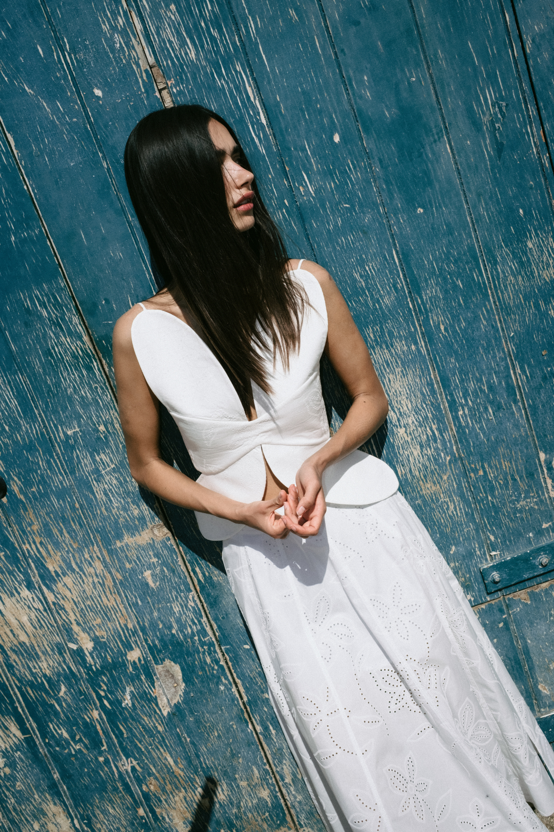 LACY SICILY - A KESİM PİLELİ KIRIK BEYAZ MİDİ ETEK 