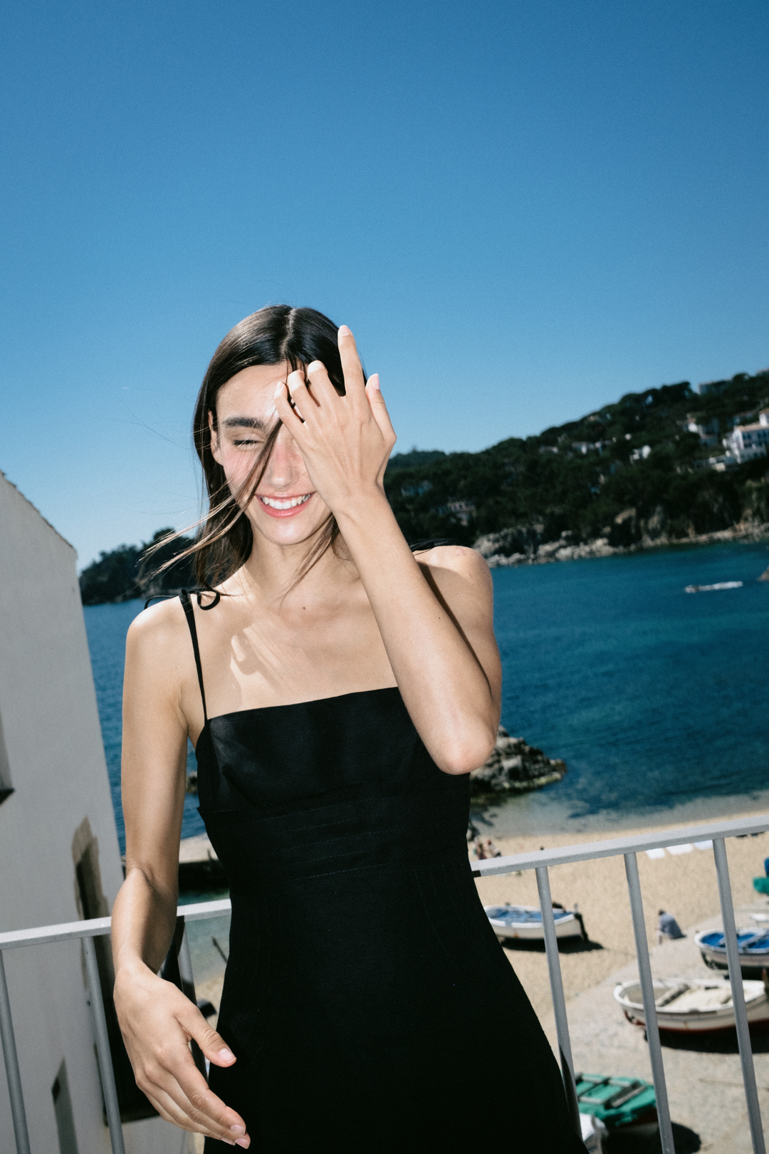 DEMI - SELF-TIE MINI DRESS WITH DRAPED WAIST & RUFFLED HEM - BLACK