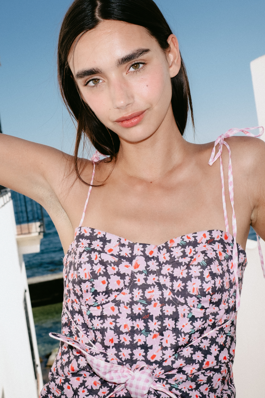 COAST - FLORAL PRINTED FRONT-TIE ASYMMETRIC SHORT DRESS - MODULAR BLOOM PINK