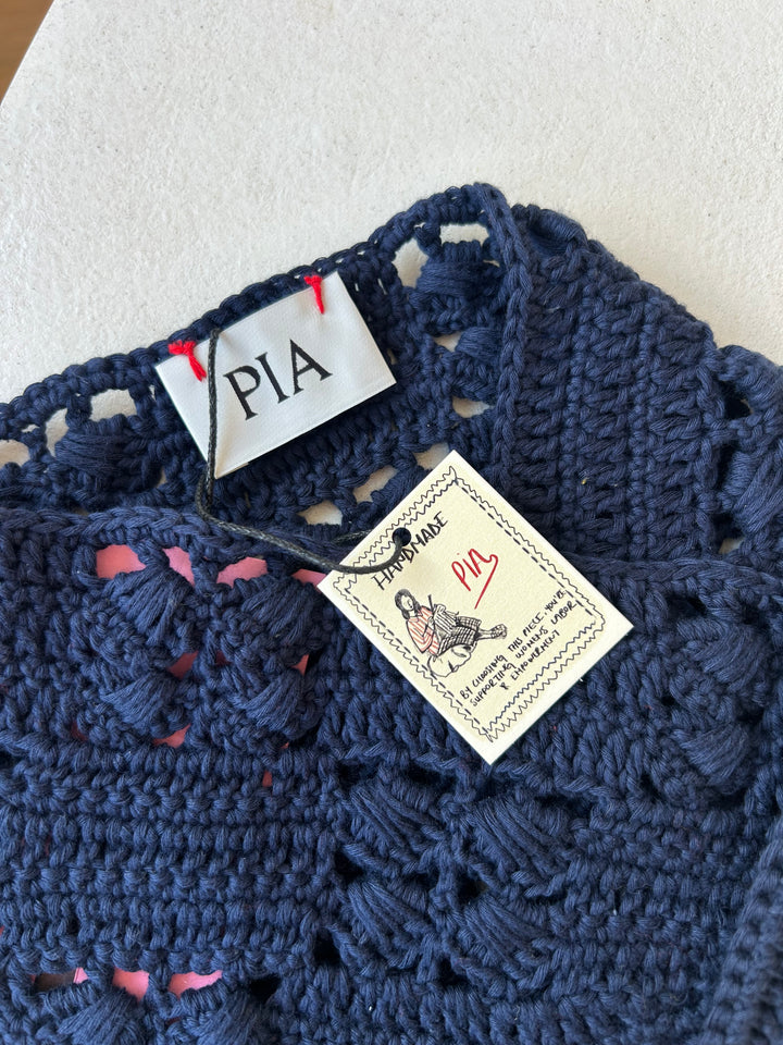 GIGI - LACİVERT EL ÖRGÜSÜ ÜÇGEN ATKI