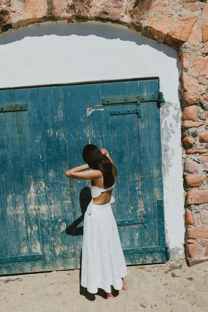 LACY SICILY - A KESİM PİLELİ KIRIK BEYAZ MİDİ ETEK 