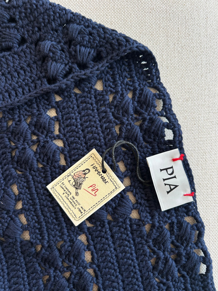 GIGI - LACİVERT EL ÖRGÜSÜ ÜÇGEN ATKI