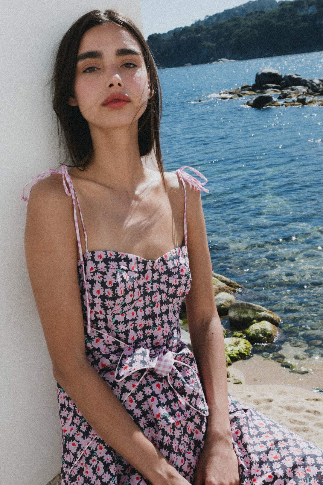 COAST - FLORAL PRINTED FRONT-TIE ASYMMETRIC SHORT DRESS - MODULAR BLOOM PINK