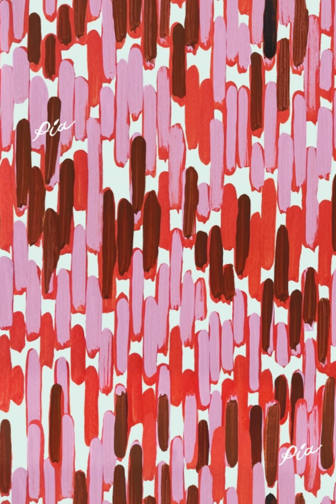 LINA - PEMBE KIRMIZI GEOMETRİK BASKILI ELBİSE