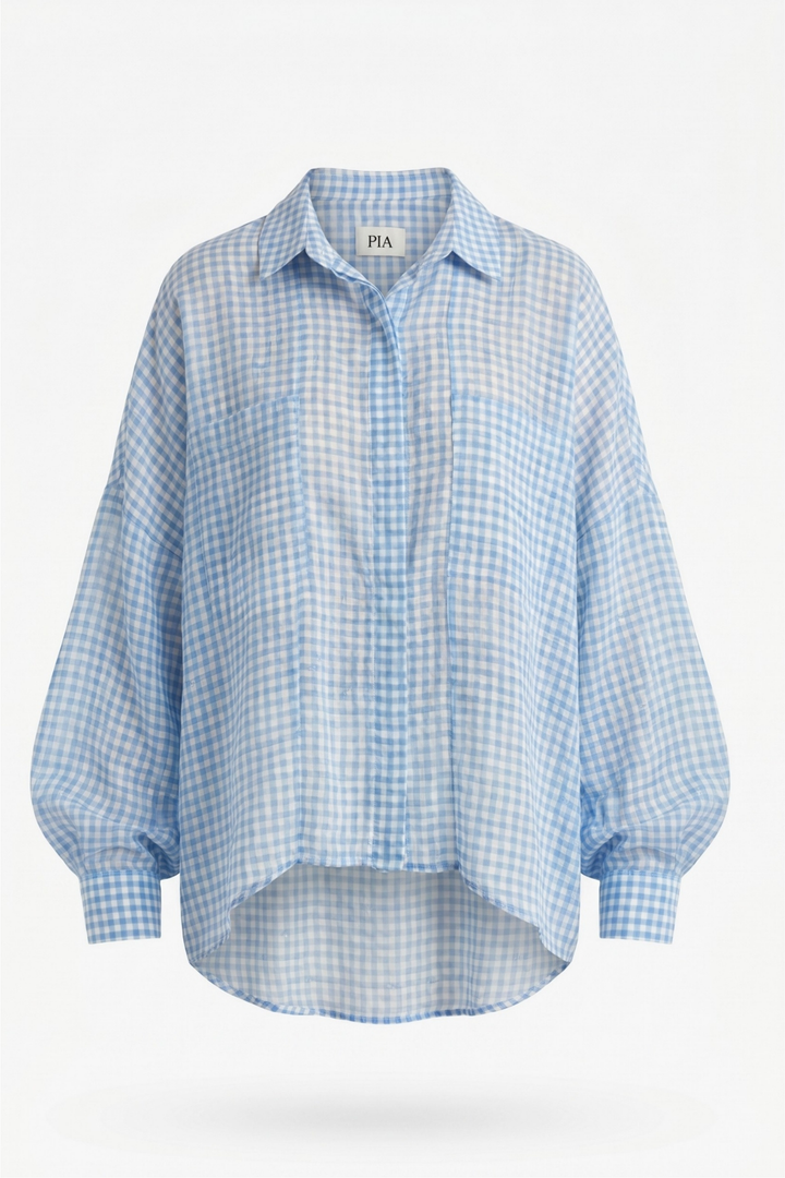 BELICIA - OVERSIZE SHIRT - BLUE PLAID