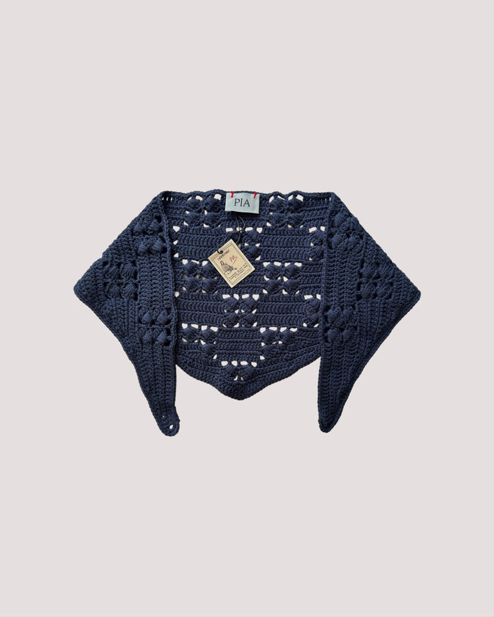 GIGI - LACİVERT EL ÖRGÜSÜ ÜÇGEN ATKI