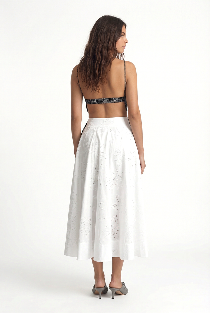 DAISY - SİYAH ÇAPRAZ ÇİZGİ BASKILI İKONİK ÇİÇEK KESİMLİ ÜST