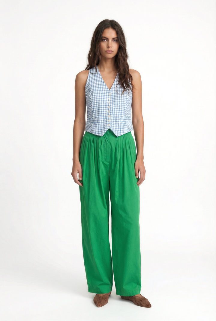 MAYA - MAVİ KARELİ SIRTI AÇIK YELEK