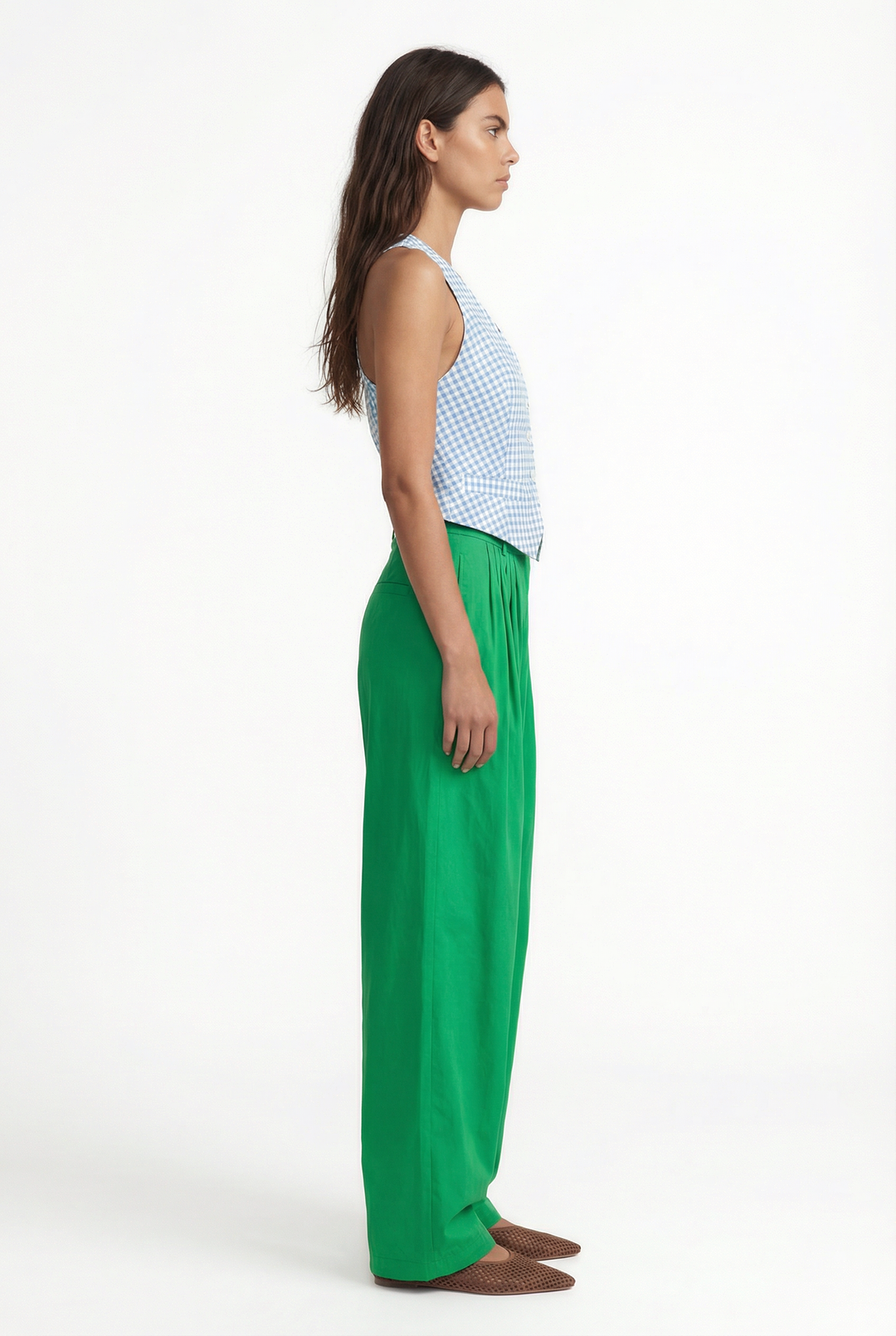 MAYA - MAVİ KARELİ SIRTI AÇIK YELEK