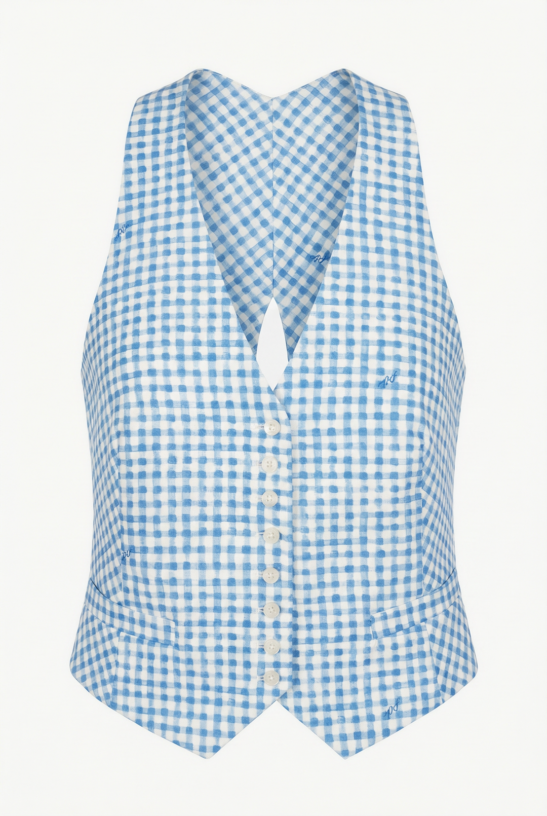 MAYA - MAVİ KARELİ SIRTI AÇIK YELEK