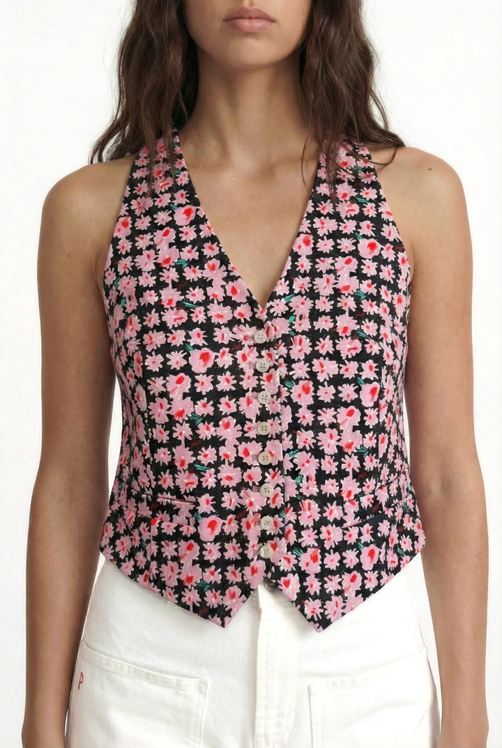 MAYA - OPEN BACK WAISTCOAT - MODULAR BLOOM PINK