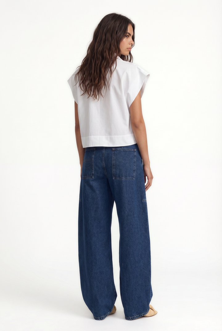 ENNA - CEPLİ KISA BEYAZ GÖMLEK