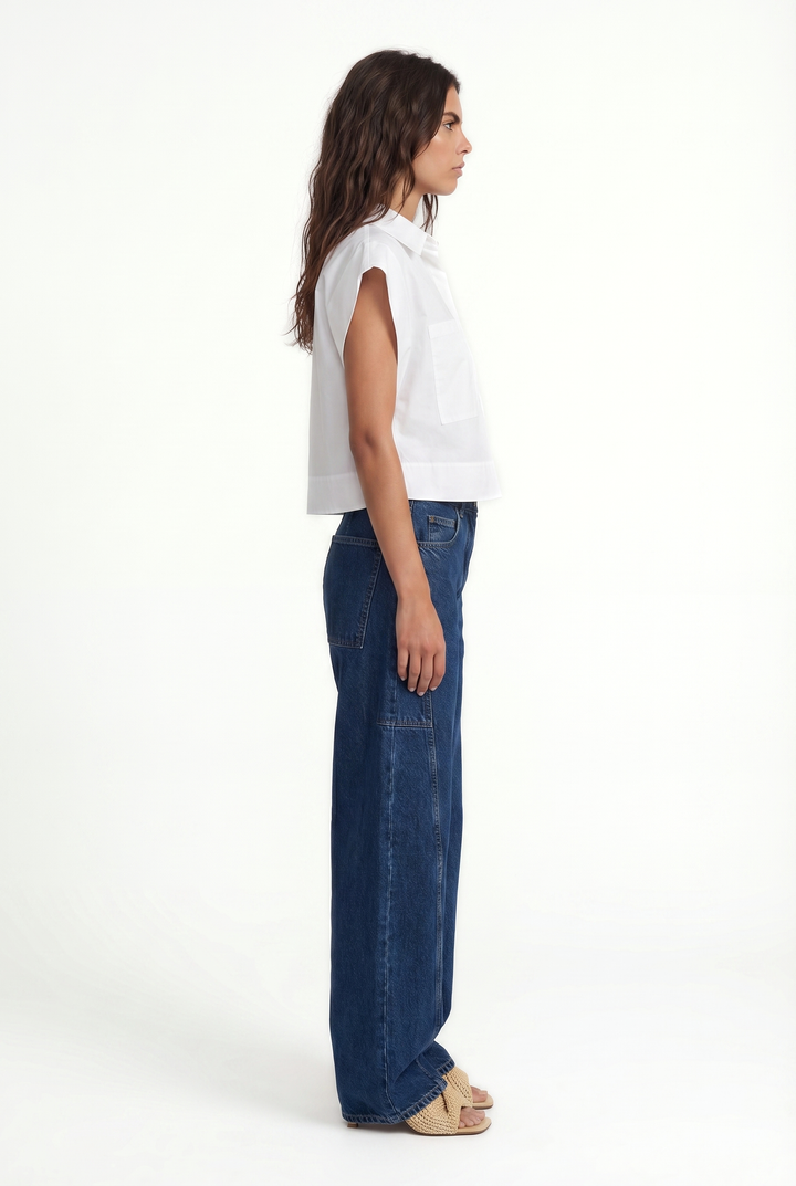 ENNA - CEPLİ KISA BEYAZ GÖMLEK