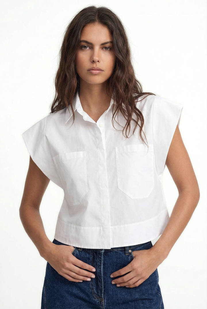 ENNA - CEPLİ KISA BEYAZ GÖMLEK