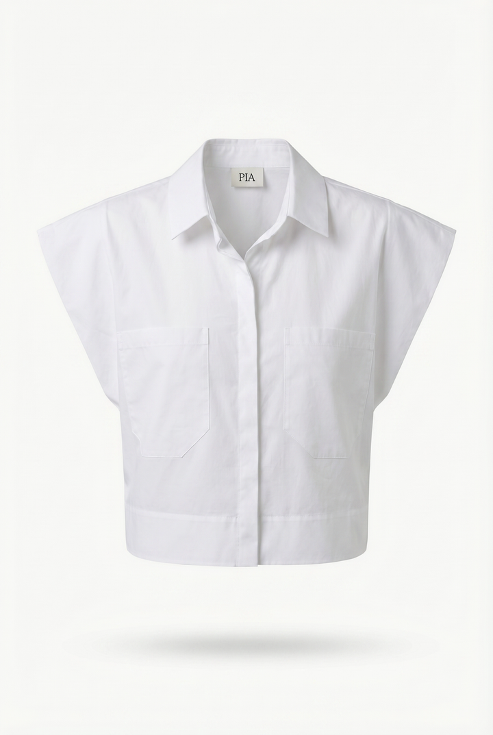ENNA - CEPLİ KISA BEYAZ GÖMLEK
