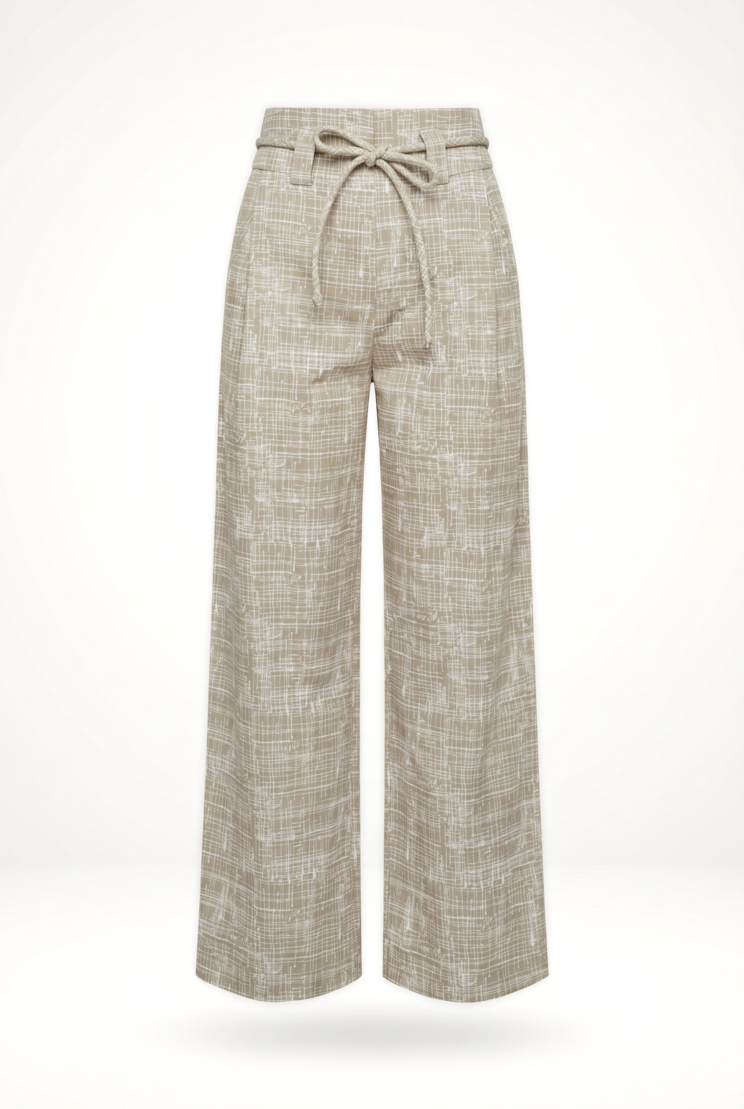 RODRIGO - HIGH -WAISTED PLEATED PANTS WITH ROPE DETAIL - CROSSED LINES KHAKI