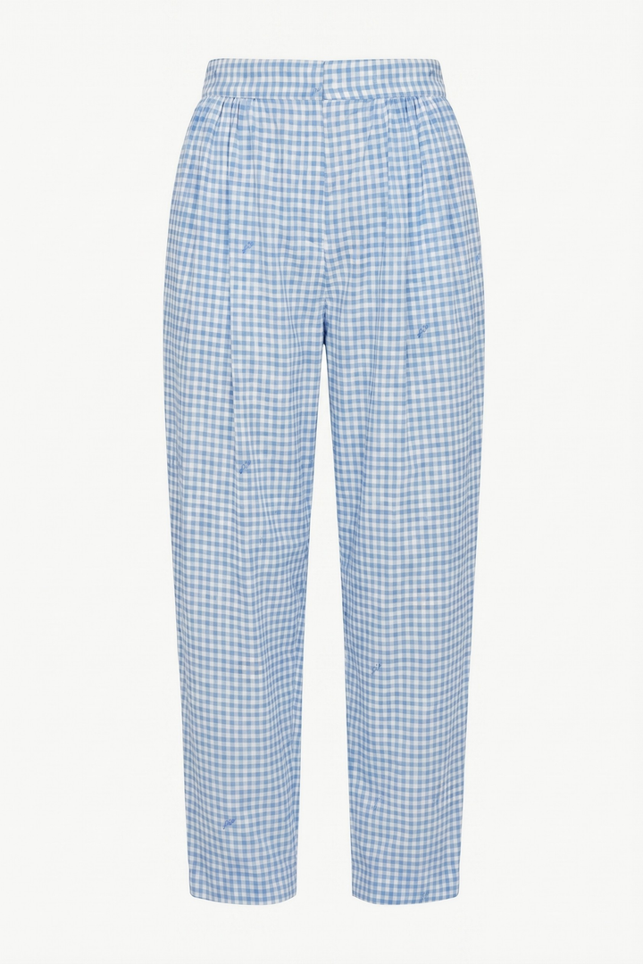 YAZZ - BLUE PLAID ANKLE LENGHT PANTS WITH SIDE POCKETS - BLUE PLAID
