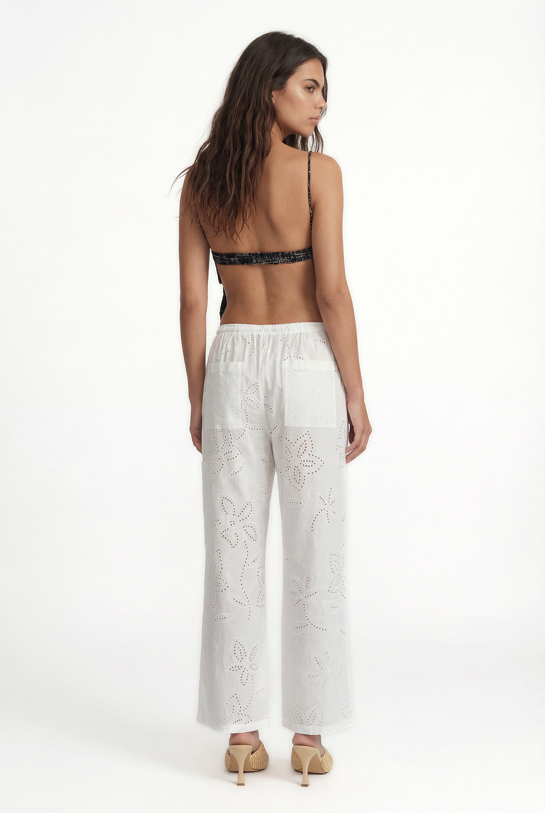 CORFU - BELİ BAĞCIKLI CEPLİ BİLEK BOY KIRIK BEYAZ PANTOLON