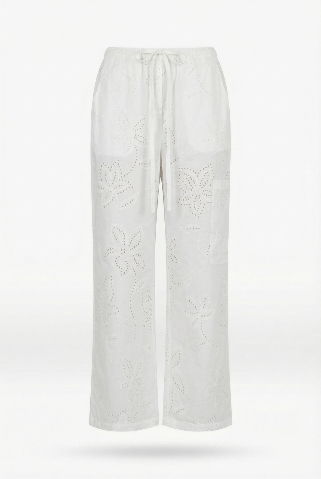 CORFU - BELİ BAĞCIKLI CEPLİ BİLEK BOY KIRIK BEYAZ PANTOLON