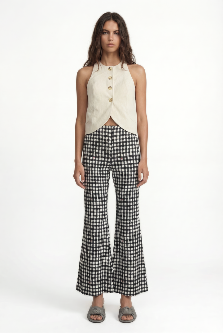 IAN - SİYAH KARELİ BİLEK BOY PANTOLON