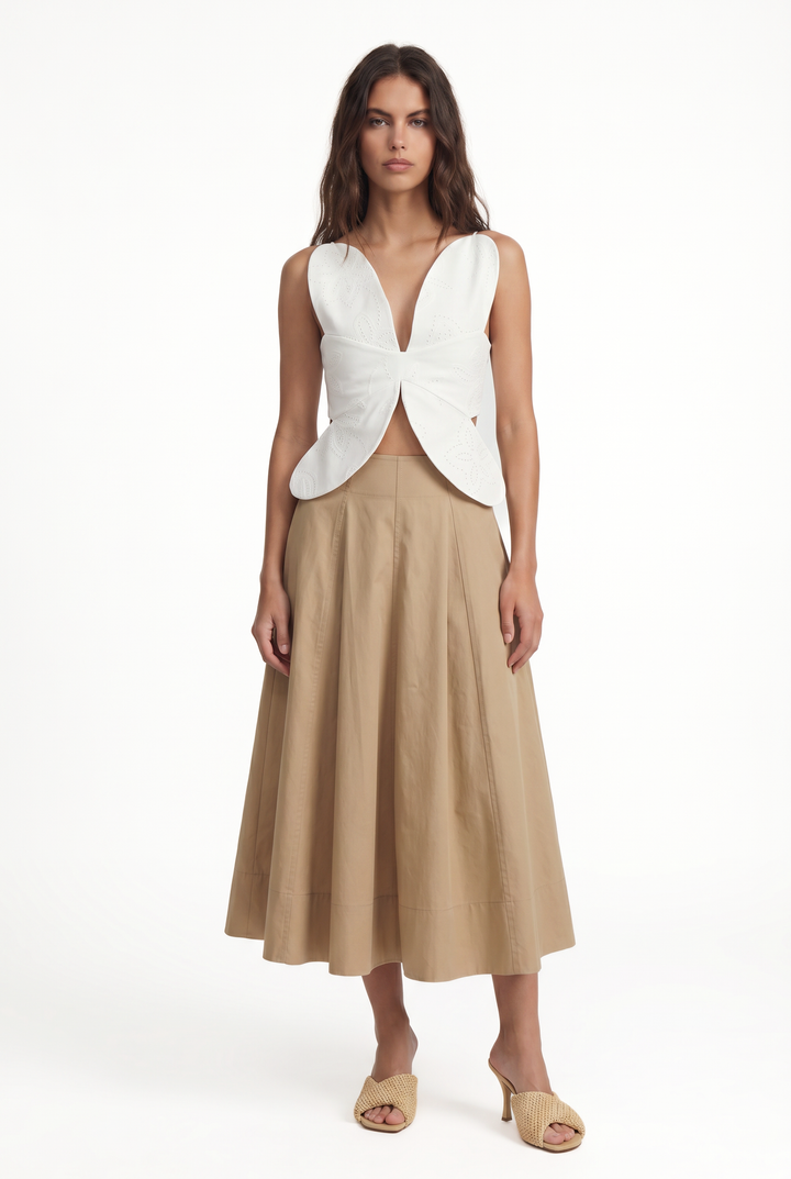 LACY DAISY - İKONİK ÇİÇEK KESİMLİ KIRIK BEYAZ ÜST 