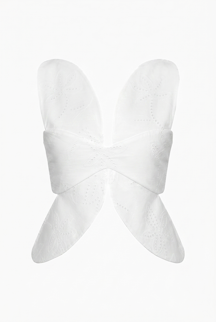 LACY DAISY - İKONİK ÇİÇEK KESİMLİ KIRIK BEYAZ ÜST 