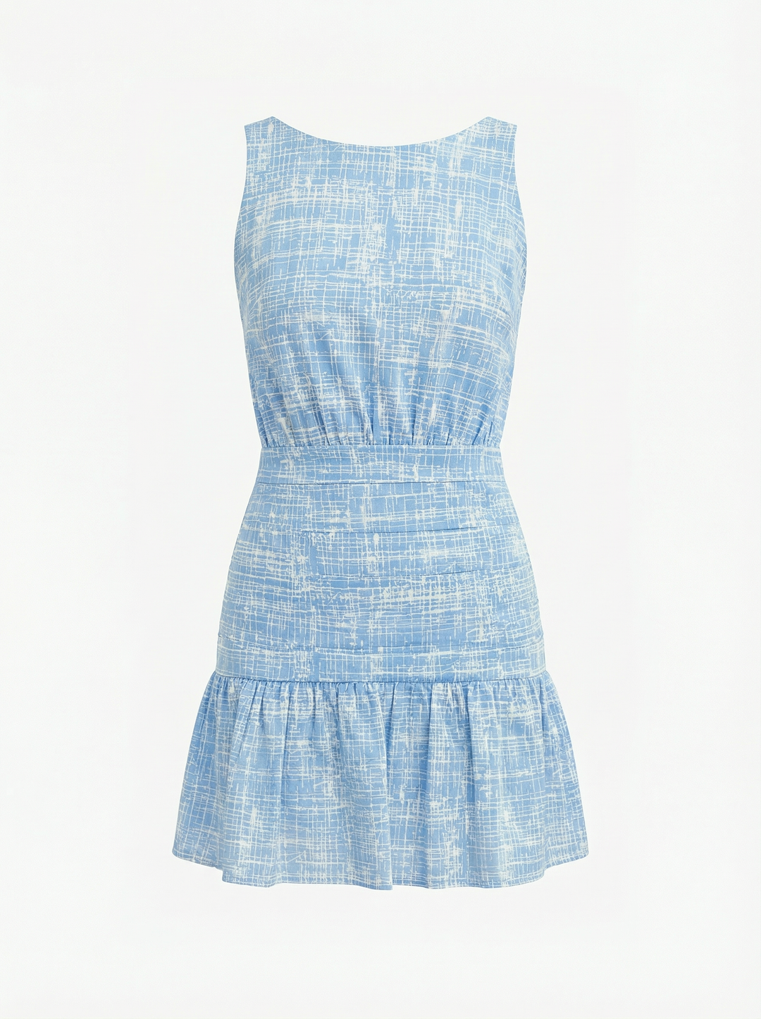 MAYA - SIRTI AÇIK MAVİ ÇAPRAZ ÇİZGİ BASKILI ELBİSE