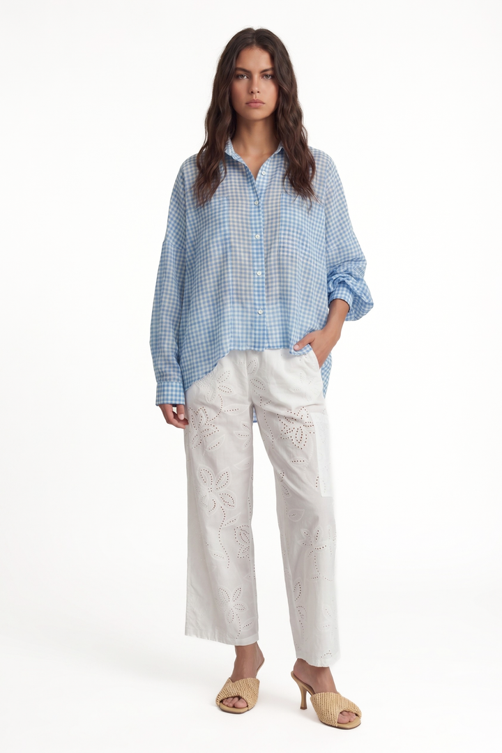BELICIA - OVERSIZE SHIRT - BLUE PLAID