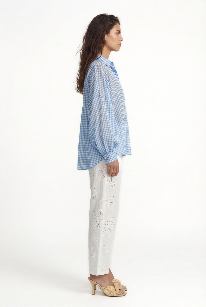 BELICIA - OVERSIZE SHIRT - BLUE PLAID