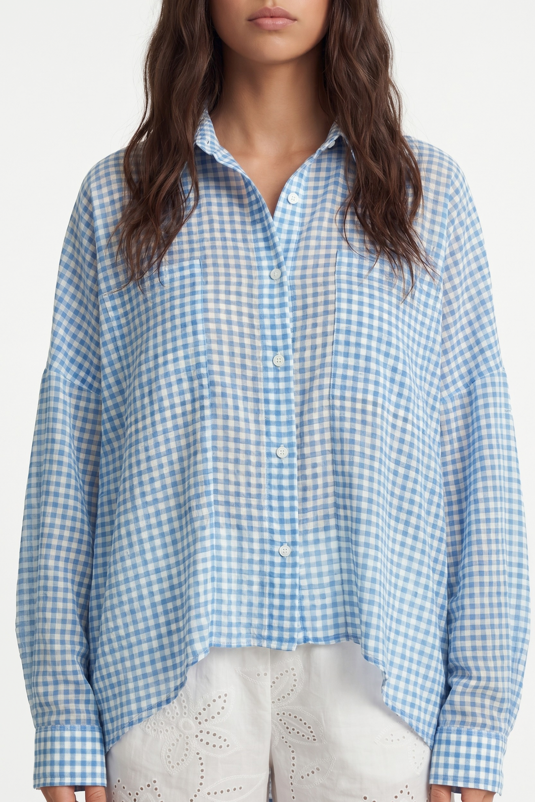 BELICIA - OVERSIZE SHIRT - BLUE PLAID