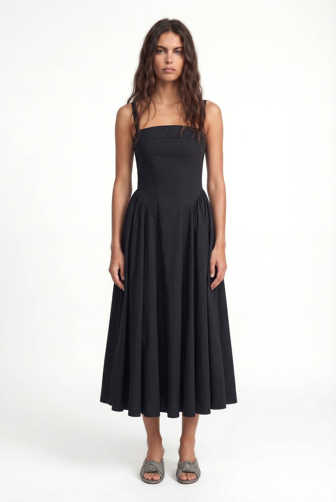 princess cut midi dress Princess Cut A-Line Midi Dress Black / Medium