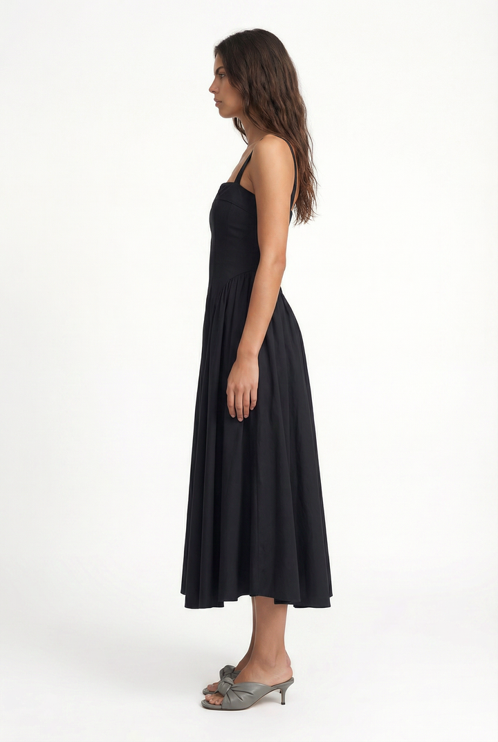 TETE - Open Back Princess Cut Dress - Black