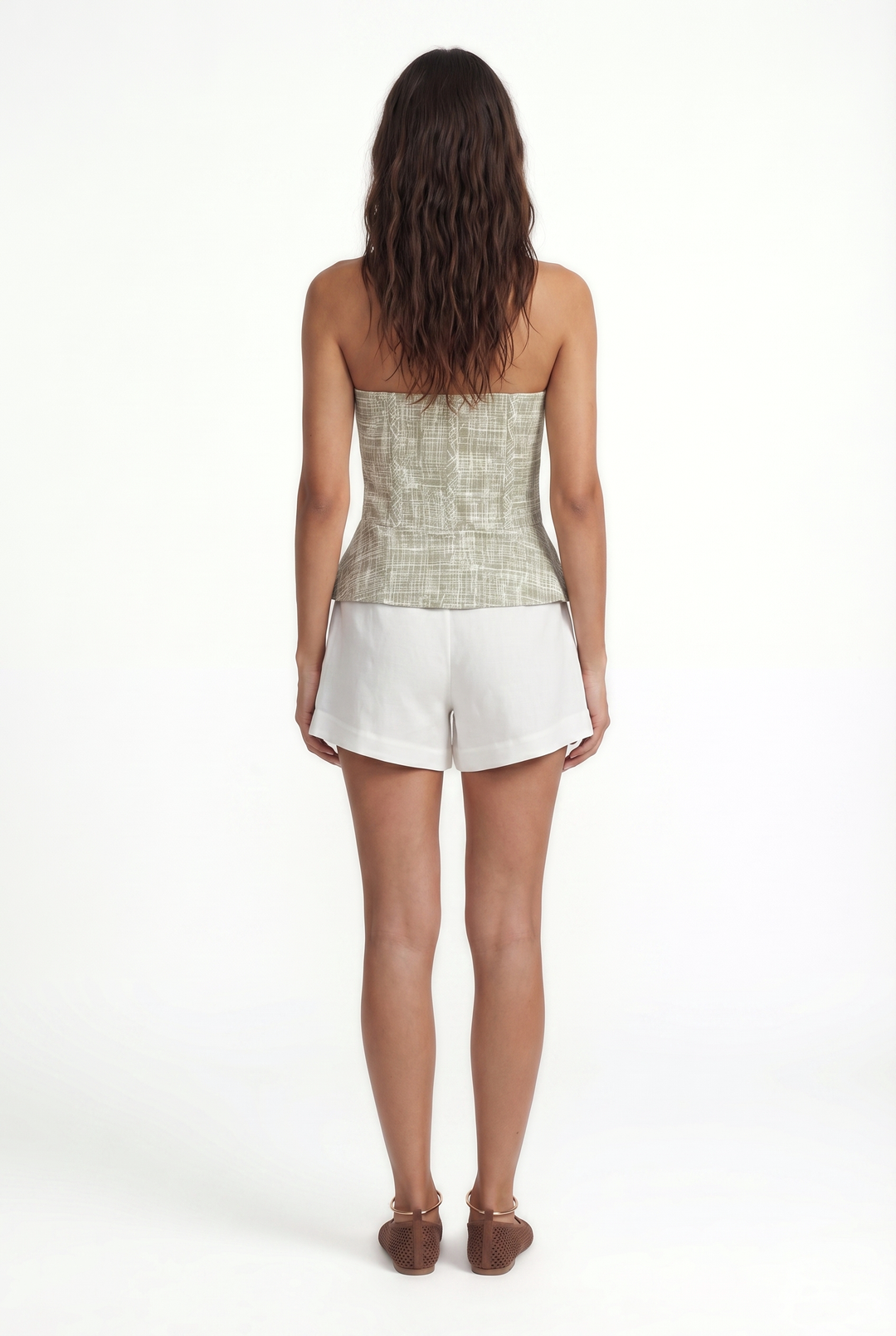 FABIANA - ÖNÜ PİLİSLİ GENİŞ PAÇA KESİM ŞORT - KIRIK BEYAZ