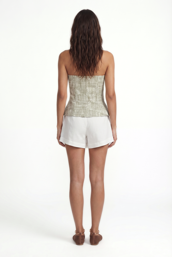 FABIANA - ÖNÜ PİLİSLİ GENİŞ PAÇA KESİM ŞORT - KIRIK BEYAZ