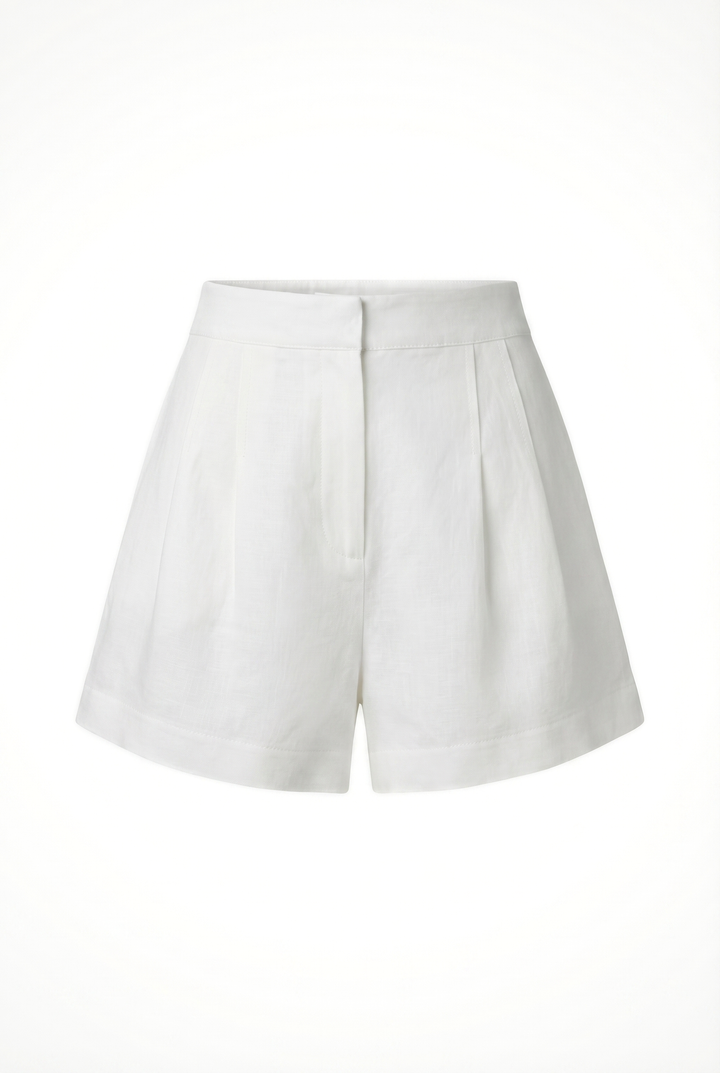 FABIANA - ÖNÜ PİLİSLİ GENİŞ PAÇA KESİM ŞORT - KIRIK BEYAZ